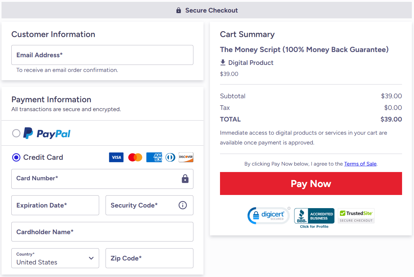 The Money Script Checkout